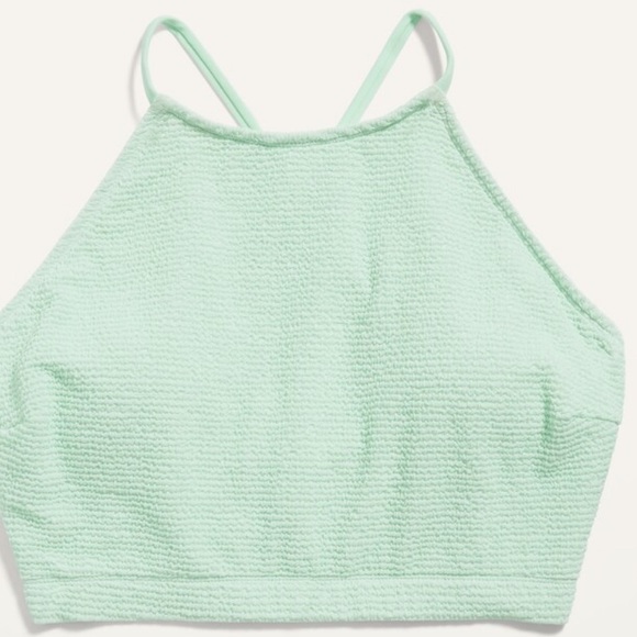 High-Neck Textured Cropped Tankini Swim Top - Picture 4 of 10